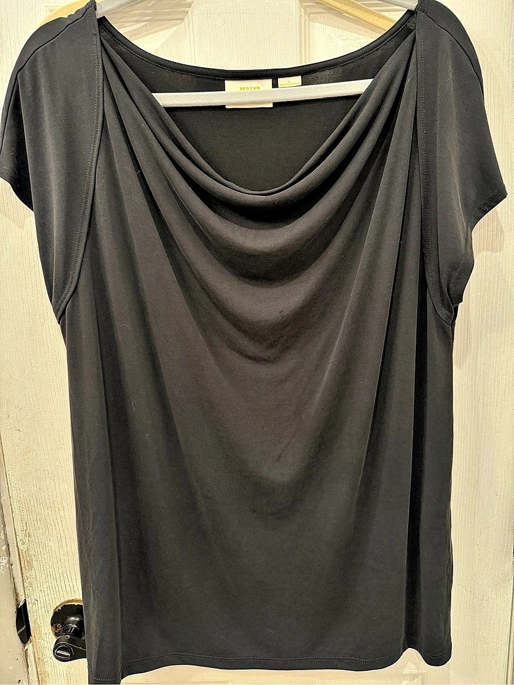 Maeve Black Draped Neck Top Size XL Like New